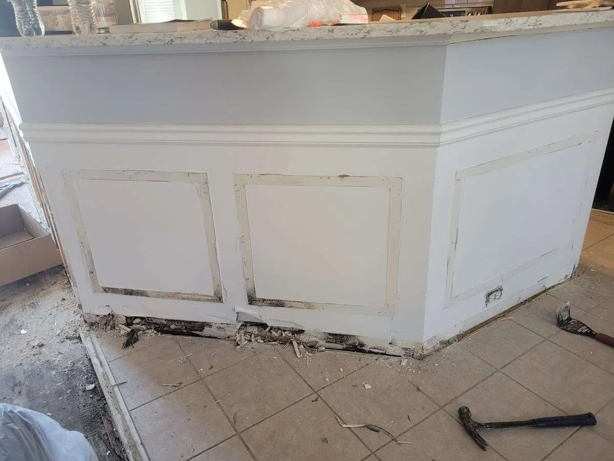 Water damage and mold on kitchen during Storm Damage Restoration in Midlothian